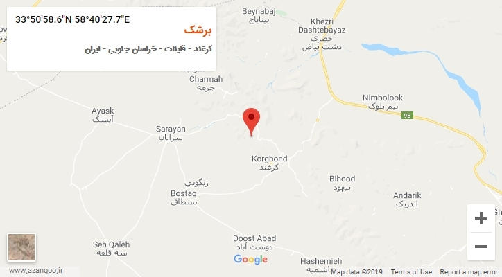 روستای برشک بر روی نقشه
