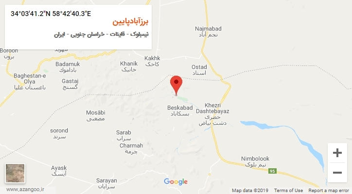 روستای برزآبادپایین بر روی نقشه