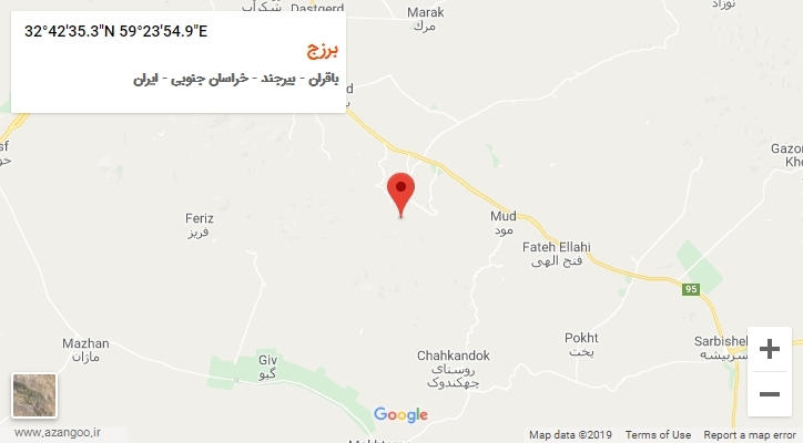 روستای برزج بر روی نقشه