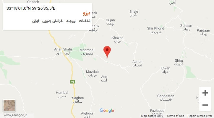 روستای برزو بر روی نقشه