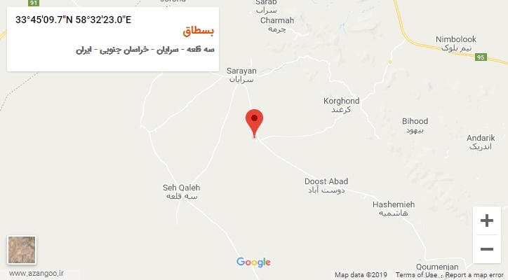 روستای بسطاق بر روی نقشه