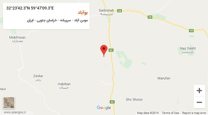 روستای بوآباد بر روی نقشه