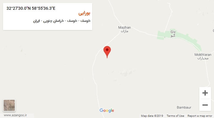 روستای بورایی بر روی نقشه
