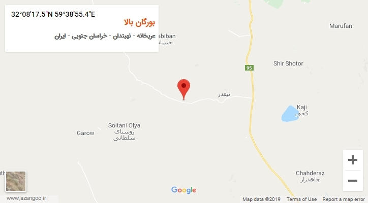 روستای بورگان بالا بر روی نقشه