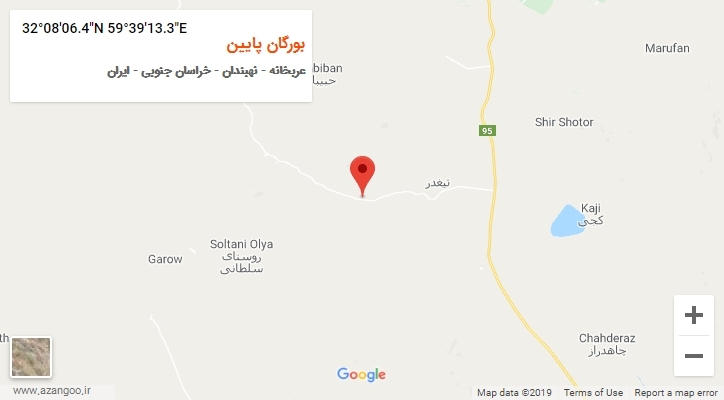 روستای بورگان پایین بر روی نقشه