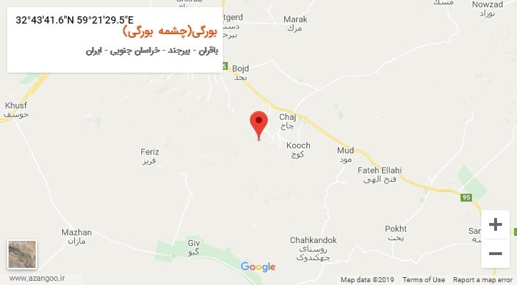 روستای بورگی(چشمه بورگی) بر روی نقشه