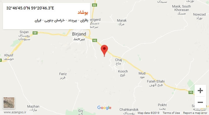 روستای بوشاد بر روی نقشه