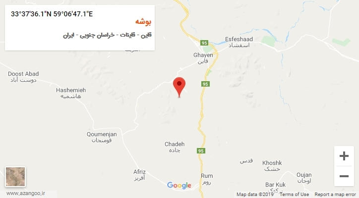 روستای بوشه بر روی نقشه