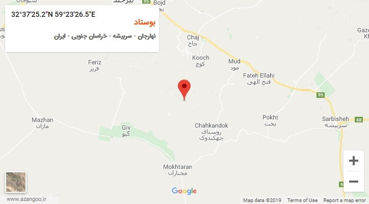 روستای بوستاد بر روی نقشه