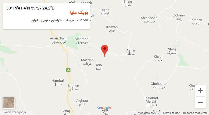 روستای بویک علیا بر روی نقشه