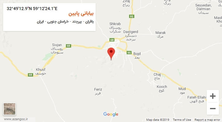 روستای بیابانی پایین بر روی نقشه