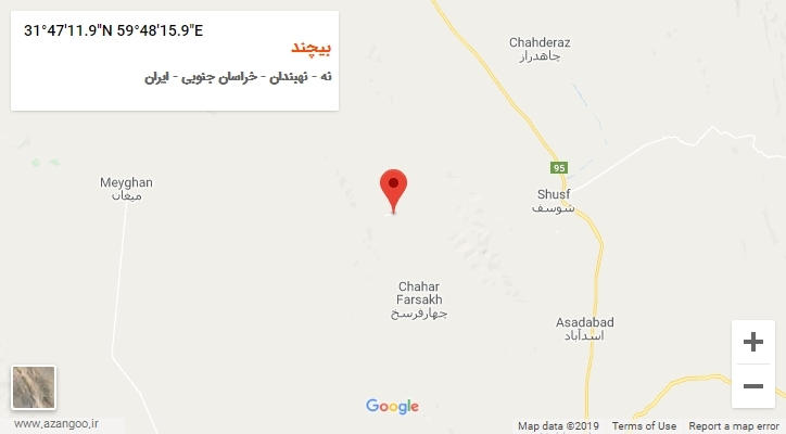 روستای بیچند بر روی نقشه