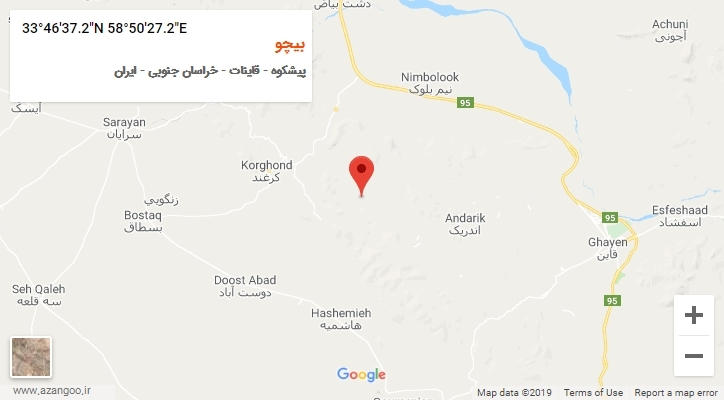 روستای بیچو بر روی نقشه