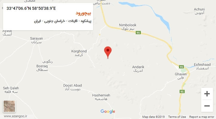 روستای بیچورود بر روی نقشه