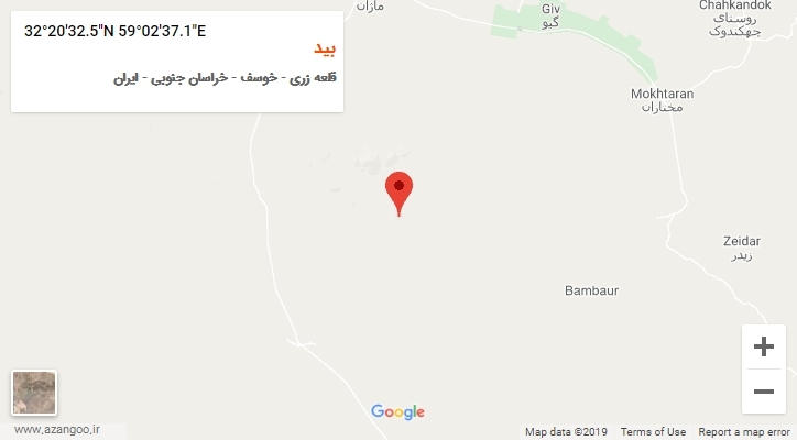 روستای بید بر روی نقشه