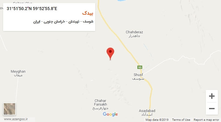 روستای بیدک بر روی نقشه