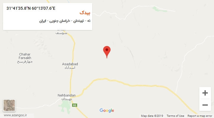 روستای بیدک بر روی نقشه