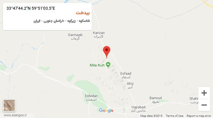 روستای بیدخت بر روی نقشه