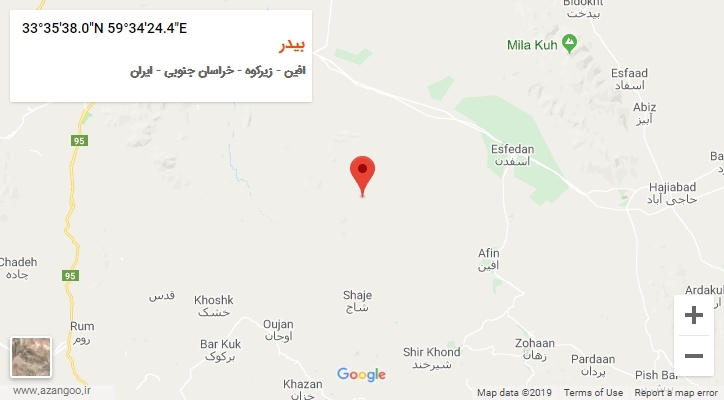 روستای بیدر بر روی نقشه
