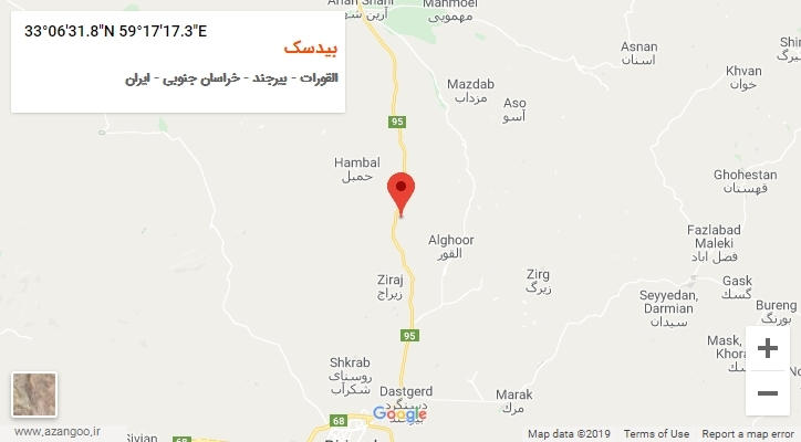 روستای بیدسک بر روی نقشه