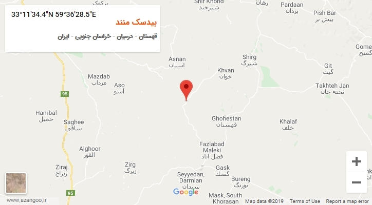 روستای بیدسک منند بر روی نقشه