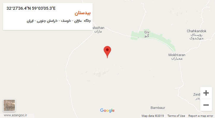 روستای بیدستان بر روی نقشه