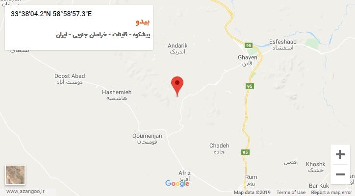 روستای بیدو بر روی نقشه