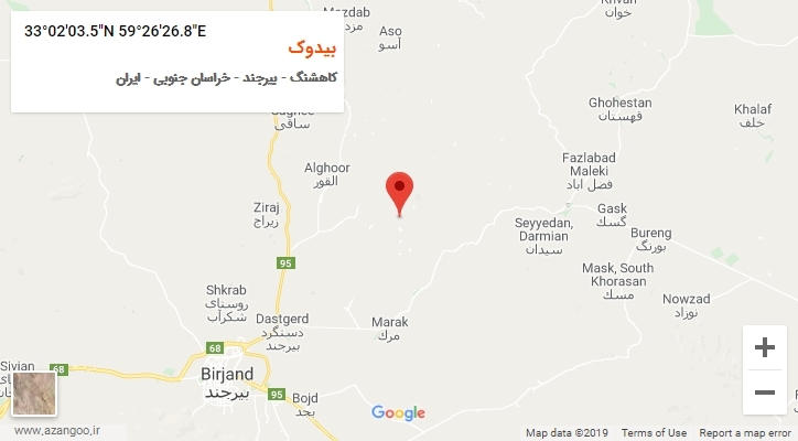 روستای بیدوک بر روی نقشه