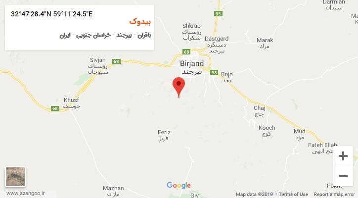 روستای بیدوک بر روی نقشه