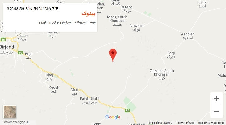 روستای بیدوک بر روی نقشه