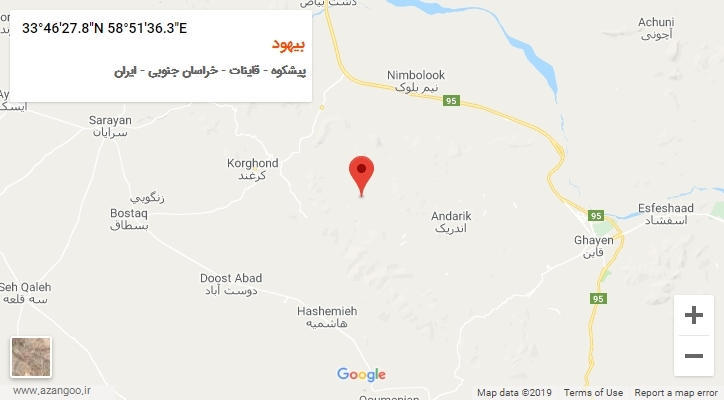 روستای بیهود بر روی نقشه