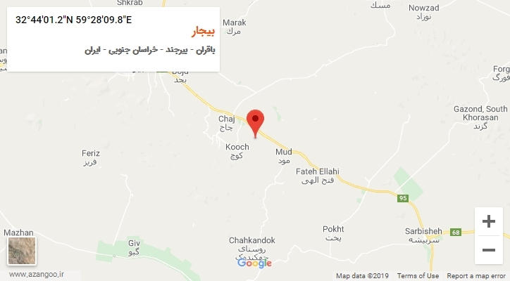 روستای بیجار بر روی نقشه