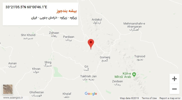 روستای بیشه بندجوز بر روی نقشه
