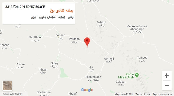 روستای بیشه شادی یخ بر روی نقشه