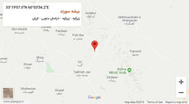 روستای بیشه سورند بر روی نقشه