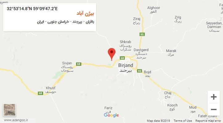 روستای بیژن آباد بر روی نقشه