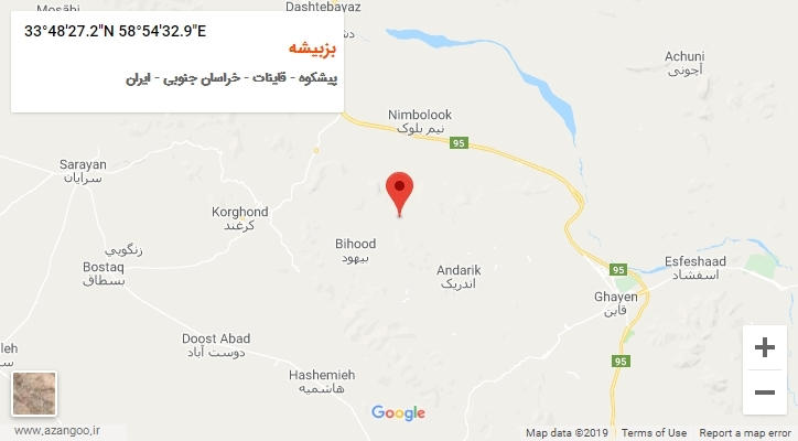 روستای بزبیشه بر روی نقشه