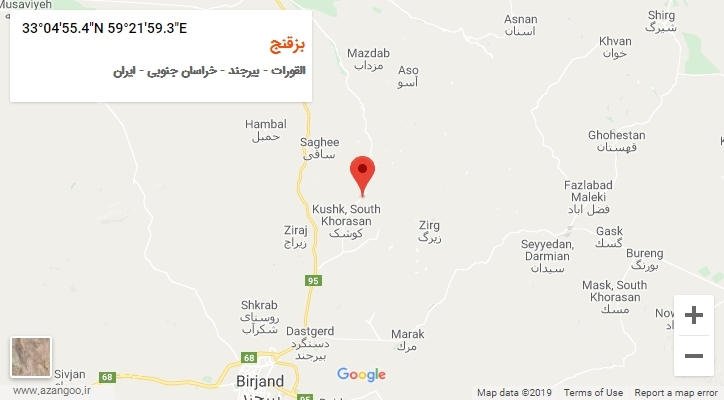 روستای بزقنج بر روی نقشه