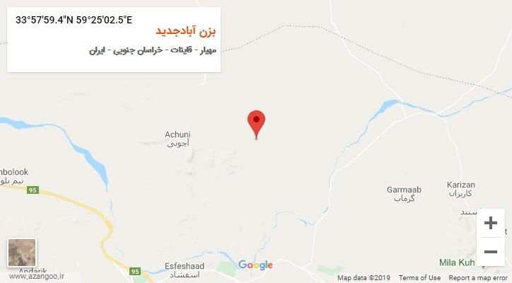 روستای بزن آبادجدید بر روی نقشه