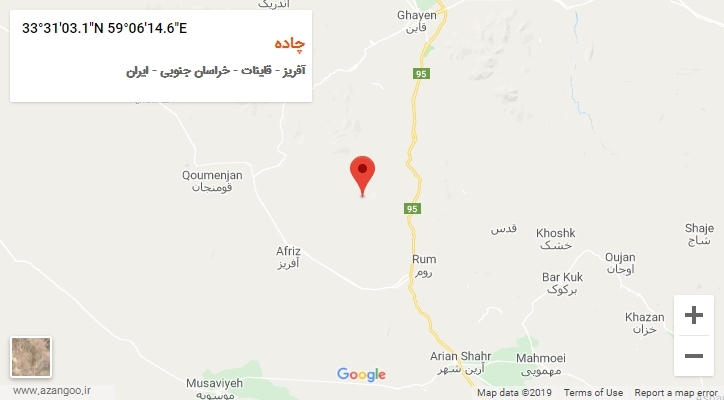 روستای چاده بر روی نقشه