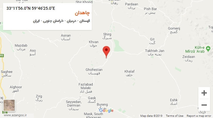 روستای چاهدان بر روی نقشه