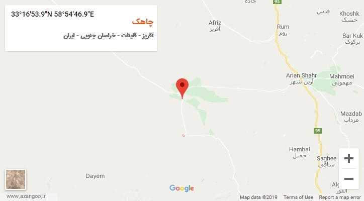 روستای چاهک بر روی نقشه