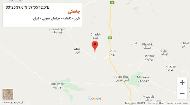 روستای چاهکی بر روی نقشه