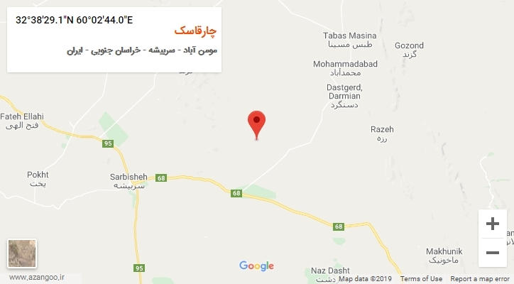 روستای چارقاسک بر روی نقشه
