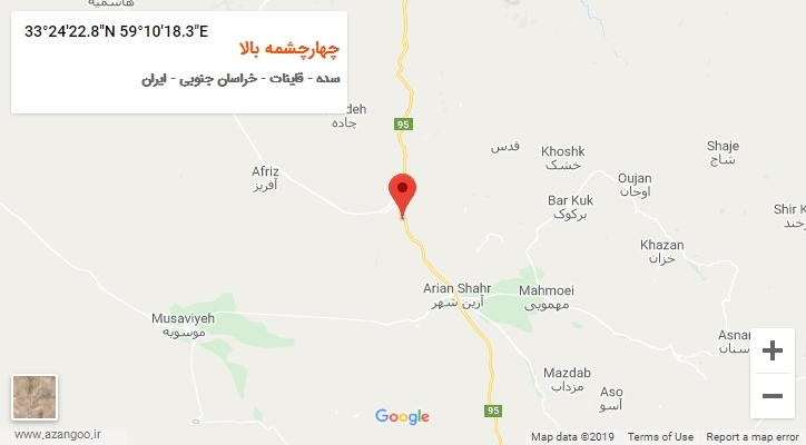 روستای چهارچشمه بالا بر روی نقشه