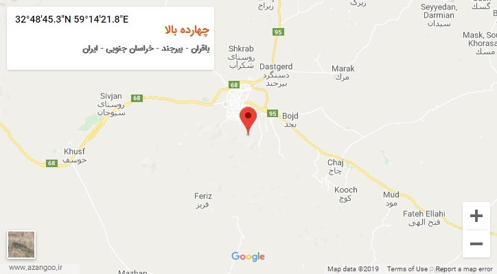 روستای چهارده بالا بر روی نقشه