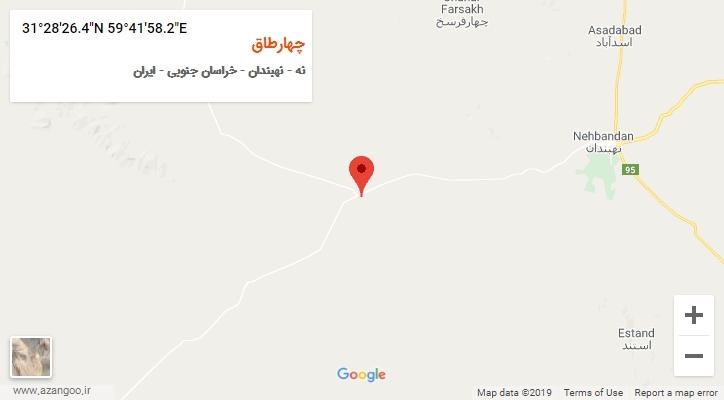 روستای چهارطاق بر روی نقشه