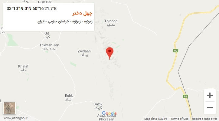 روستای چهل دختر بر روی نقشه