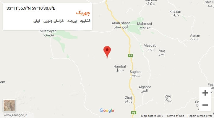 روستای چهریک بر روی نقشه