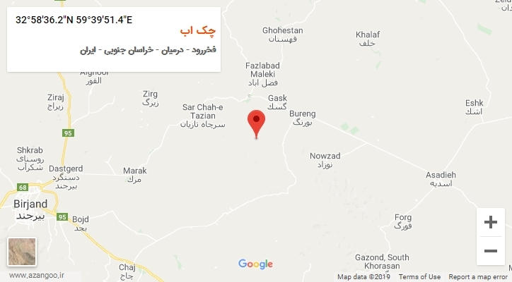 روستای چک اب بر روی نقشه
